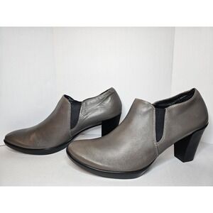 ECCO Shape 75 Block Heel Ankle Booties Grey Leather Shooties 41 US 10 264913